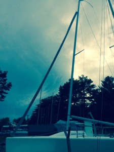 Sailboat Canvas - Jib Cover on a Melges 24. This cover can be removed easily and doesn't weigh the jib down.